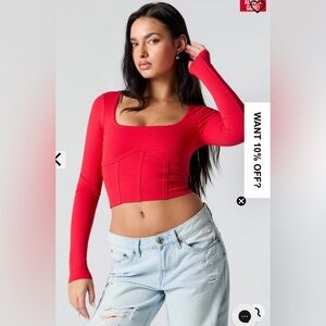 Red Long Sleeve Women's Top